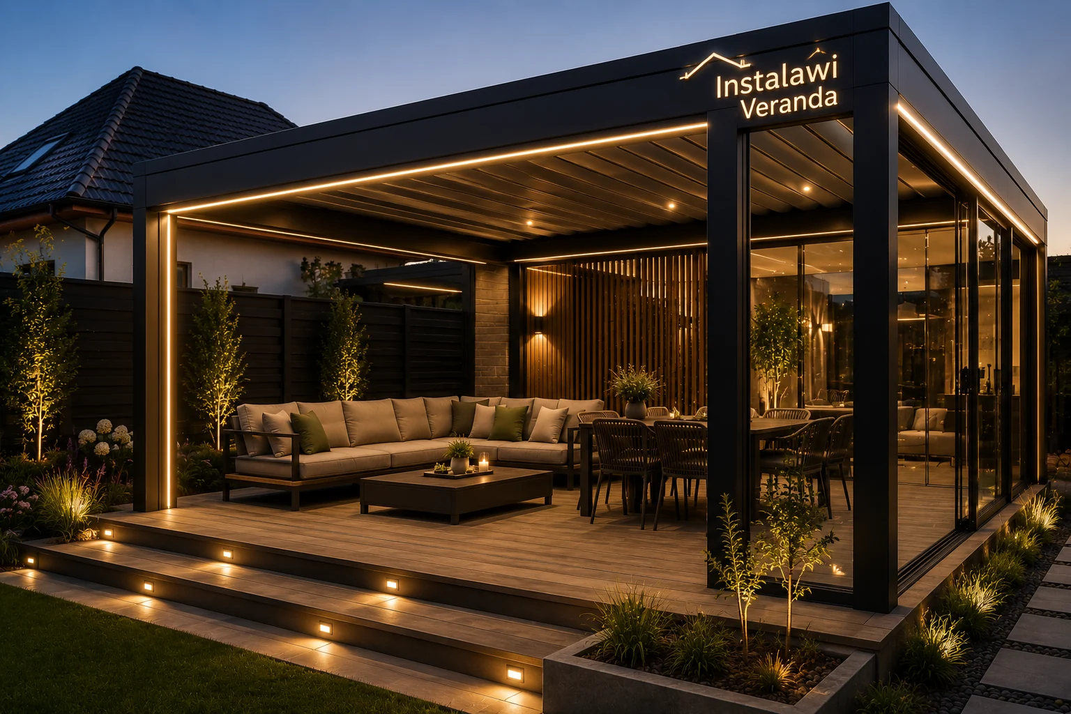 Moderne veranda met glasdak